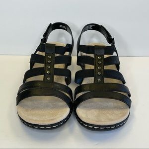 Ortholite black strap low wedge sandal size 8. Soft cushion sole